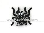 TS42002SIL  3.5CM CHNEILLE BLACK SPIDER WITH METALLIC THREAD GIFT STICKER  